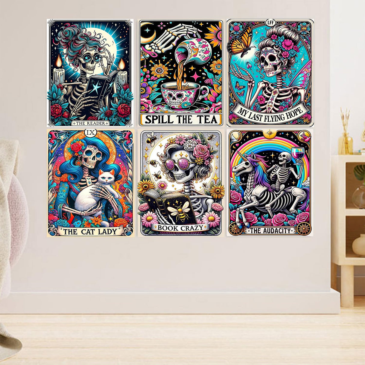 GOUOYANA Skull Diamond Art Kits for Adults - 9pcs, Tarot Card Diamond Painting for Beginners, DIY Full Rhinestone 5D Gothic Diamond Painting Kits (Gemstone Craft), Home Wall Decoration (12x16 inch) GOUOYANA