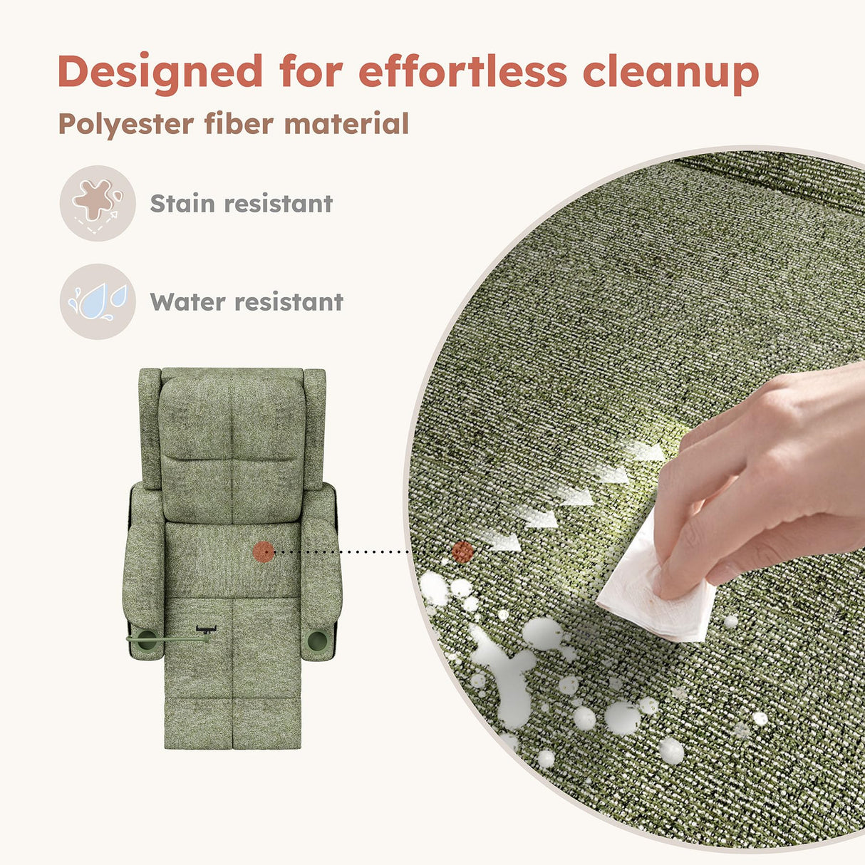 MAMAZING Triple Motor Power Swivel Rocker Recliner Chair with Adjustable Armrests for Adults Elderly, FSC Certified Faux Leather Rocking Chair Nursery for Breastfeeding(Green) MAMAZING