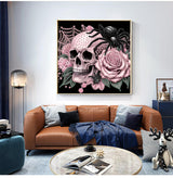 APTDYIGL 5D Halloween Pink Skull Diamond Painting Kits for Adults Beginner,Rose SpiderSpecial Shape Diamond Art Kits,DIY Full Drill Diamond Dot with Gem Art Kits,Home Wall Decor 11.8x11.8inch APTDYIGL