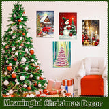 4 Pack Paint by Numbers Kit for Adults - Wooden Easel, Christmas Paint by Numbers with Frame, Christmas Adult Painting by Number Kits on Canvas, Easy Oil Painting Arts Gift Wall Decor 8x12inch cviokrdu