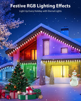 Fussion Permanent Outdoor Lights for House 200ft, IP68 Waterproof Outside Lights with 4 Control Methods, Smart RGB Eaves Lighting for Christmas All Holiday Decorations Fussion