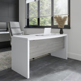 Bush Business Furniture Echo Bow Front Desk, 60W, Pure White and Modern Gray Bush Business Furniture