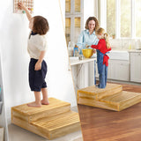 Wooden 2 Step Stool for Toddlers, Elderly Step Stool 6 Inches Height Bedside Kids Wooden Step Stool Stair Assist for High Bed, Bathroom, Garden Nature Solid Large Wood Stool, Indoor Outdoor 500 LBS ONKO