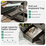 AODK Gaming Desk with LED Lights & Power Outlet, 48 Inch Computer Desk with Keyboard Tray, Office Desk with Drawer, Reversible Desk with Adjustable Monitor Shelf and Storage Shelf, Black AODK