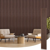 Frienda 6 Pcs 94.5 x 7.9 Inch Acoustic Wood Wall Panels Decorative Soundproof Wall Panels 3D Slat Wood Panels for Home Office Cinema Interior Wall Decoration (Walnut Wood) Frienda