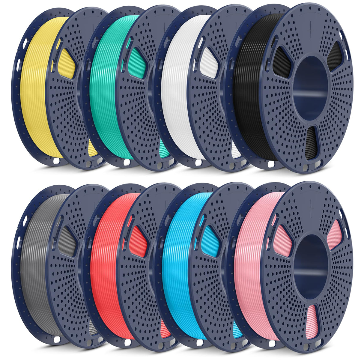 SUNLU PLA 3D Printer Filament Bundle, Muticolor PLA Meta Filament Bundle 1.75mm, Fast Printing, Individually Vacuum Packed, 250G Spool, 8 Rolls, Black+White+Grey+Blue+Green+Red+Pink+Yellow SUNLU