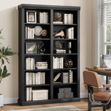 Garvee 74.5" Tall Bookshelf with Double Storage, 6-Tier Large Bookshelf, Double Wide Bookshelves w/ 12 Cubbies, Wide Freestanding Bookcases for Livingroom Office Library (Blcak, 74.5"H*46.1"W*12.4"D) Garvee