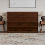 AFI, Tucson Queen Wood Murphy Bed Chest with 6" Mattress, Storage Drawer & Built-in USB Charger, Walnut AFI