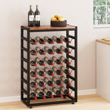 Dripex 30 Bottles Wine Rack Free Standing Floor, 6-Tier Display Wine Storage Shelves with Wooden Table Top, Sturdy Metal Bottle Holder for Kitchen Bar Pantry 23.2''L x 11.8''W x 34.7''H Dripex