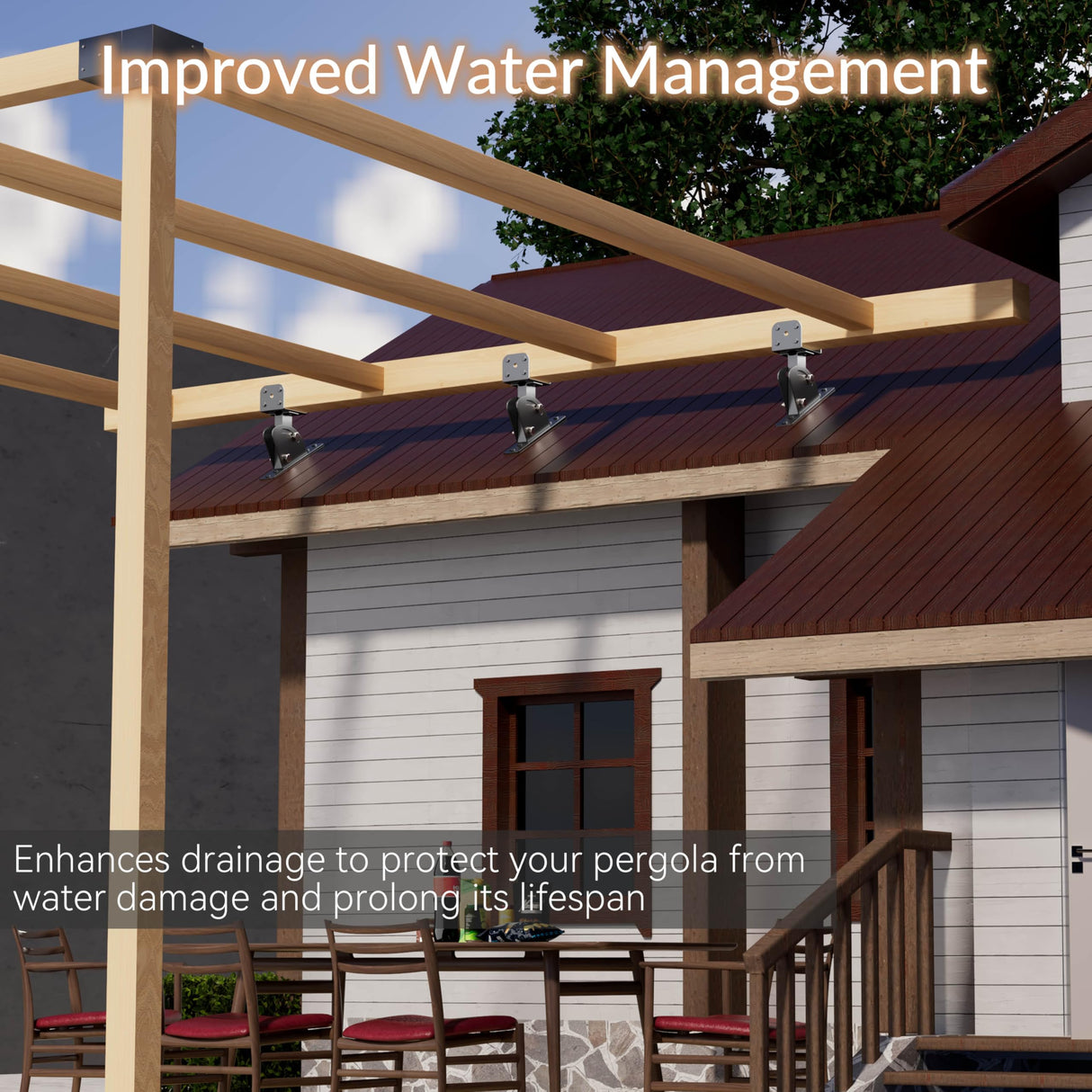 Antsky Pergola Brackets (3 Pack) 4x4 Adjustable Angles Saddle Roof Riser Brackets for Patio Cover 304 Stainless Steel Pergola Bracket kit Patio roof Riser Patio kit Black(Actual Size:3.5"×3.5") Antsky