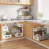 2-Pack Under Sink Storage Organizer, Large 2-Tier Elegant Mesh Pull Out Shelf for Kitchen and Bathroom Cabinet Organization, L-Shaped and Adjustable Height Design for Maximum Space Efficiency-White Biboraya