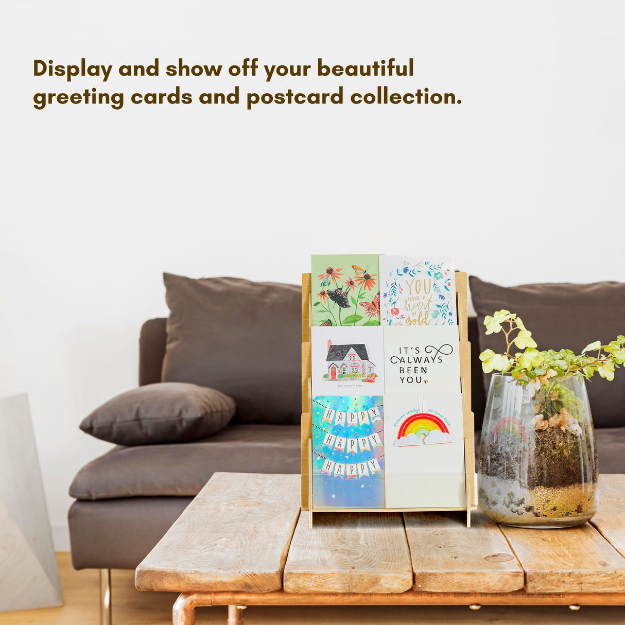 Greeting Card Display Stand for Vendors, Postcard Rack, Post, Sticker Wooden Greeting Card Holder Display Stand Shelf, Ideal for Bookmark, Art Booth, Art Print, Craft Market, Tiered for Vendors OLDECORY