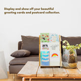 Greeting Card Display Stand for Vendors, Postcard Rack, Post, Sticker Wooden Greeting Card Holder Display Stand Shelf, Ideal for Bookmark, Art Booth, Art Print, Craft Market, Tiered for Vendors OLDECORY