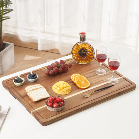 Extra Large Butcher Block Cutting Board Wooden Cutting Boards for Kitchen with Handles Chopping Block with Juice Groove Butcher Block Board Large VZODESR