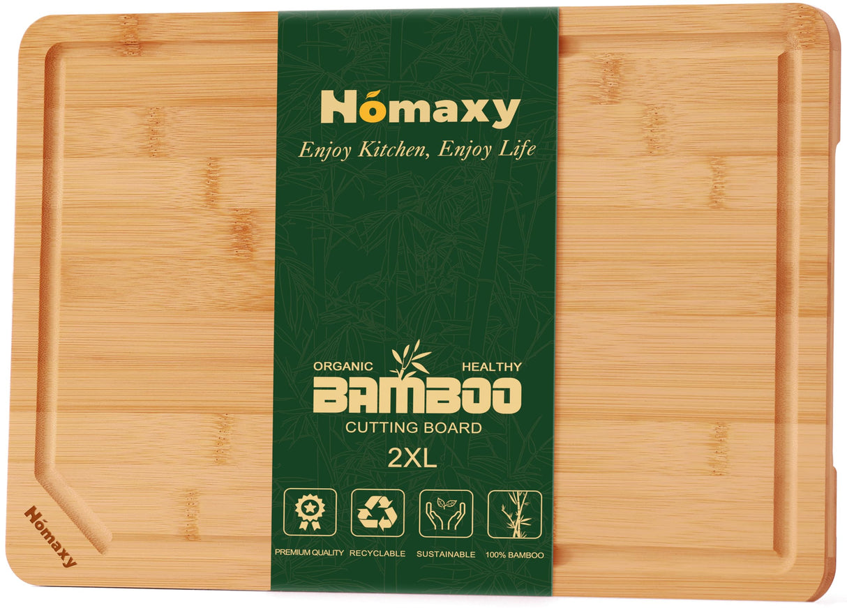 Homaxy Extra Large Organic Bamboo Cutting Boards for Kitchen, 20"x14" Wooden 2XL Cutting Board with Juice Groove and Handles, Charcuterie Butcher Block Wood Serving & Chopping Board - Pre Oiled Homaxy