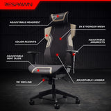 RESPAWN FLEXX Mesh Gaming Chair with Lumbar Support, Ergonomic Gaming Chair with Recline/Tilt Tension Controls, Adjustable Arms, 300lb Max Weight with Wheels for Computer/Desk/Office - Brown RESPAWN