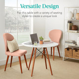 Best Choice Products 35.5in Round Dining Table, Compact Mid-Century Modern Table for 2-4, Home, Kitchen, Apartment w/Beech Wood Legs, Metal Frame - White Best Choice Products