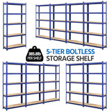 Topeakmart 5-Tier Utility Shelves, Metal Adjustable Garage Shelves Storage Racks Heavy Duty Shed Shelving Unit- Blue, 35.5 x 12 x 71 Inch Topeakmart