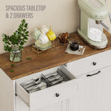 NEWOWNDS Tilt Out Trash Can Cabinet, Dog Proof Trash Can Storage Cabinet with 2 Drawers, Adjustable Shelf, Kitchen Island with Trash Can Storage, Hidden Trash Cabinet (White, Dual Doors) NEWOWNDS