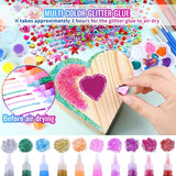 2 Pack Paint Your Own Wooden Jewelry Box DIY Crafts Kits Treasure Box Craft Kit Arts and Crafts for Kids Ages 3-12 Creative Activity Toys Birthday Gifts Valentines Mother's Day Party Favors (Heart) Czlotyh