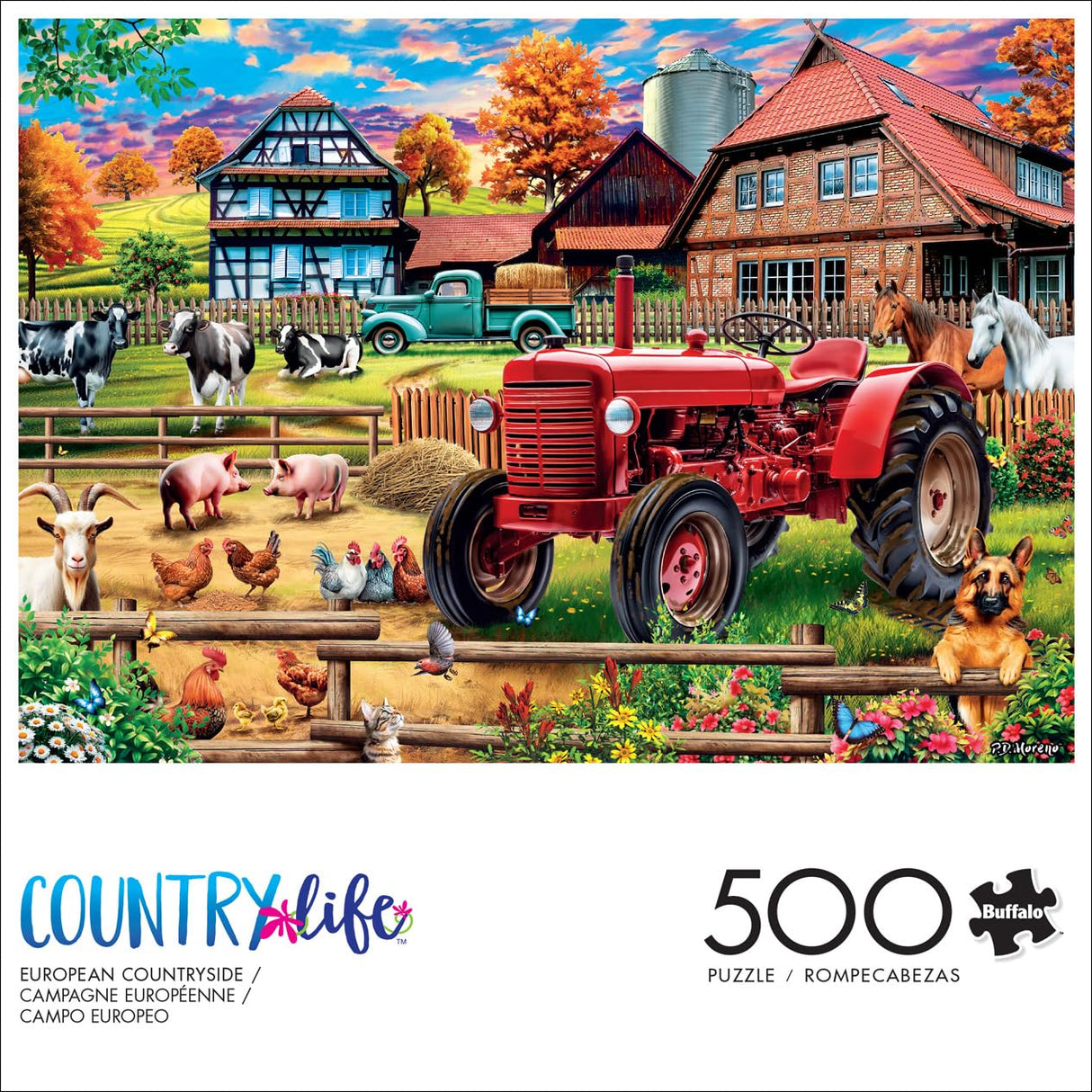 Buffalo Games - PD Moreno - European Countryside - 500 Piece Jigsaw Puzzle for Adults -Challenging Puzzle Perfect for Game Nights - Finished Size is 21.25 x 15.00 Buffalo Games