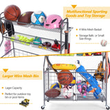 Kinghouse Garage Sports Equipment Organizer, Ball Storage Rack, Toy Storage, Nerf Gun Organization on Wheels for School, Garage, Black, Steel (Grey) Kinghouse
