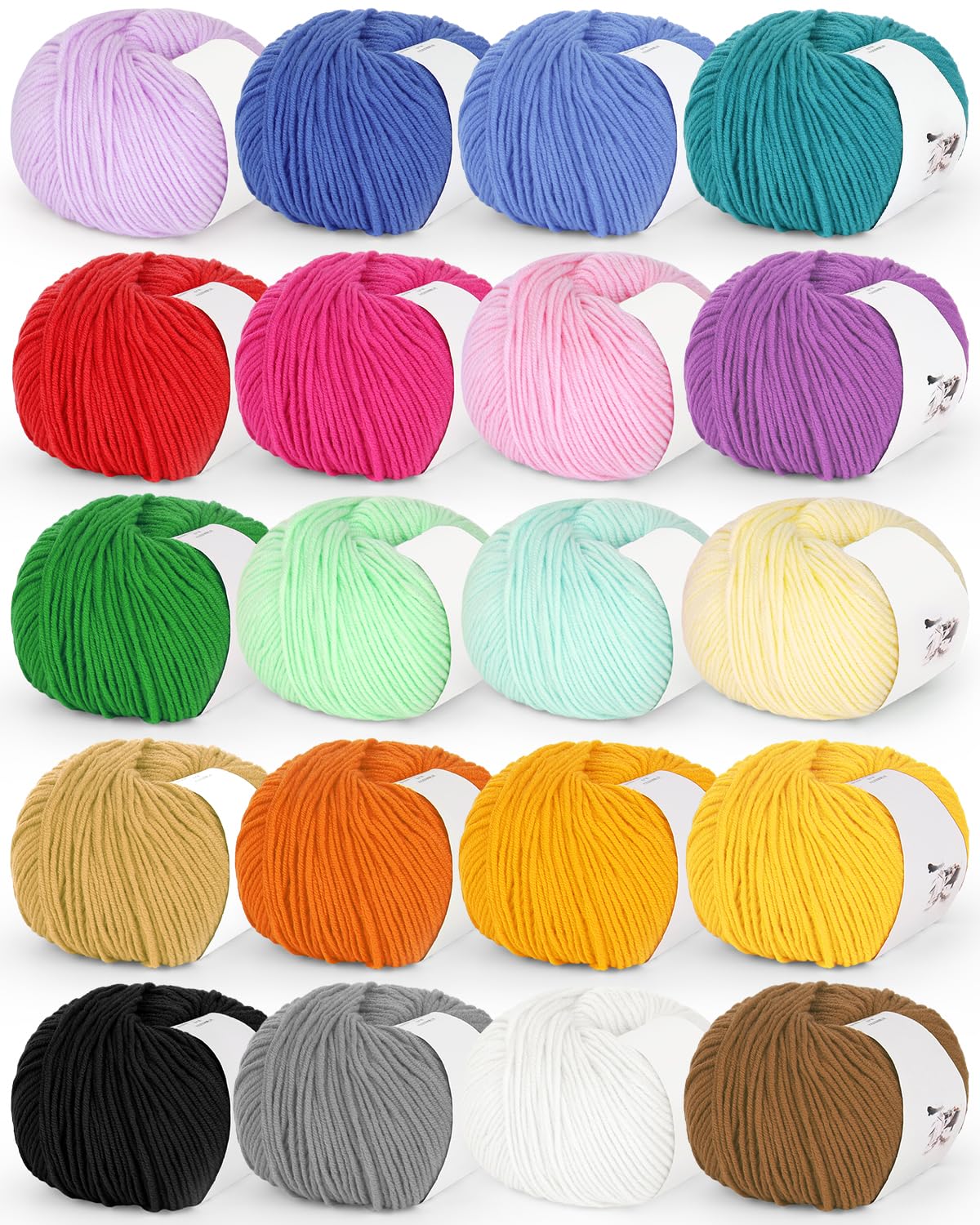 Katech 20 Skeins Cotton Yarn for Crocheting-Sport Weight Yarn 55% Cotton 45% Acrylic-Milk Cotton Yarn-Knitting/Crochet Yarn Kit Katech