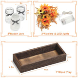 Thanksgiving Mason Jar Centerpiece for Table with LED Lights & Artificial Flowers, Set of 3 Mason Jars Farmhouse Painted Decorative Jars for Fall Home Decor Kitchen Table Centerpiece SUPREME LIGHTS ·2017·