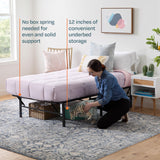 Linenspa Folding Metal Platform Bed Frame - No Box Spring Needed - Underbed Storage - Simple Tool Free Assembly - Mattress Foundation - 14" High - Traditional Design - Sturdy Steel - Twin Size Linenspa