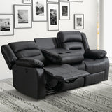 EBELLO Faux Leather Power Electric Reclining Sofa, Overstuffed Comfortable Armrest 3 Seat Recliner Sofa, Couch for Living Room, Bedroom Furniture, Meeting Room, Black (3 Seat Sofa) EBELLO