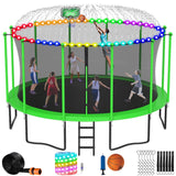 LHX 12FT Tranpoline for Adults and Kids, 1500LBS Tranpoline with Enclosure Net, Basketball Hoop and Ball, Outdoor Tranpoline with Light, Sprinkler, Ladder, Stakes Anchors - ASTM Approval LHX
