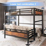HKOLIE Queen Over Queen Bunk Bed, Convertible Metal Bunk Beds Can Separate into Loft Bed and Platform Bed, Heavy Duty Noise-Free Bed Frame with Safety Rails for Adults Teens Kids, Black HKOLIE