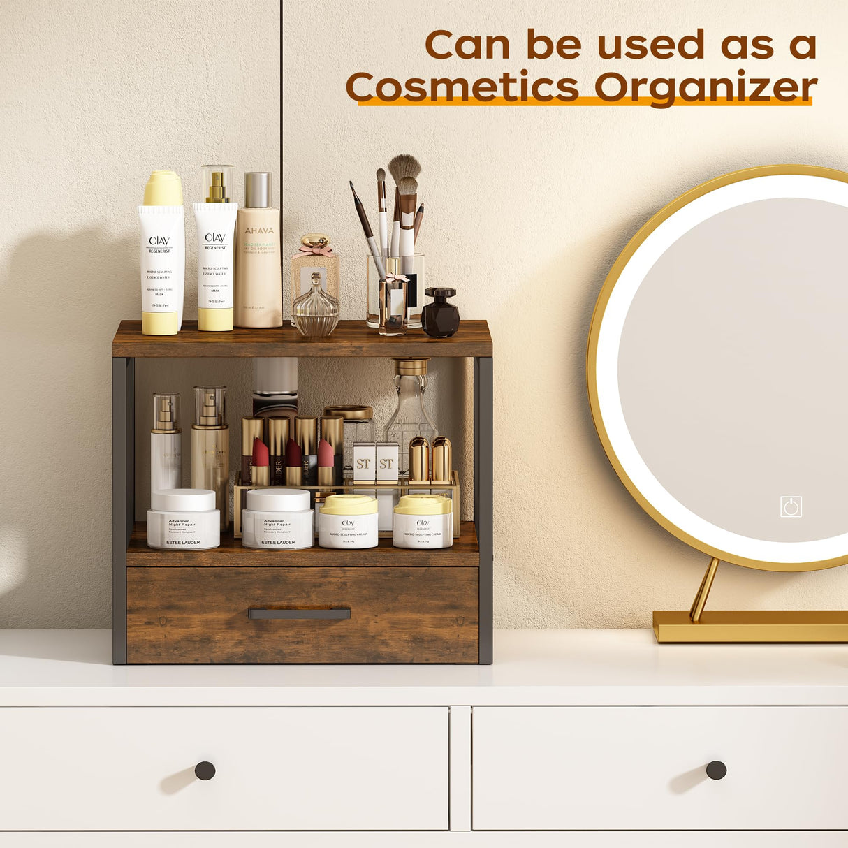 Homeiju Printer Stand for Desk, 2 Tier Printer Stand with Storage,Printer Stand with Drawer,Multi-Purpose Desktop Printer Stand,Heavy Duty Desk Shelf/Desk Organizer for Home Office Homeiju