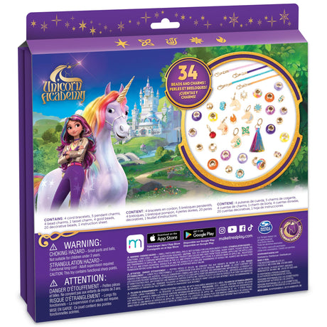 Make It Real: Unicorn Academy: Enchanting Unicorn Charms Bracelet Kit - 39pc DIY Jewelry Craft, Make 4 Charm & Bead Bracelets, Netflix Series, Kids 8+ Make It Real