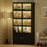 PAKASEPT Display Cabinet with 3 Color Light, 5 Tier Display Case with Glass Doors, 65" Curio Cabinets Display Shelf for Collectibles, Bookcase Bookshelf Display Case Cabinet for Bedroom, Living Room PAKASEPT