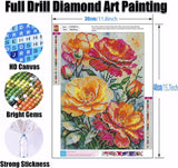 Ekuxom Flower Diamond Art Kits for Adults, Diamond Art Painting Kits Flowers, 5D Full Drill Diamond Painting Flowers Diamond Art for Home Wall Decor 12x16inch Ekuxom