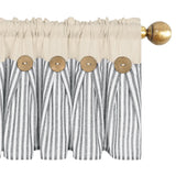 ASPMIZ Cotton Linen Kitchen Valance Curtains, Boho Rustic Button Linen Valances for Windows Farmhouse, Grey Stripe Valance Window Topper Treatment, Window Valances for RV Bathroom Cafe, 52 x 18 Inch ASPMIZ