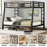 CAPCAEK Full XL Over Queen Bunk Bed Frame for Adults,Metal Bunk Beds with 2 Ladder and Full Length Guardrail,Heavy Buty Bunk Bed Space-Saving (Full XL Over Queen Bunk) CAPCAEK