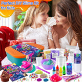 YOPINSAND Galaxy Slime Kit for Girls, DIY Slime Making Kit, Glimmer Crunchy, Butter, Foam, Glow in The Dark Slime with Add-ins, Foam Balls, Charms, Glitters, Party Favors Gift Toys for Kids 6-12 YOPINSAND