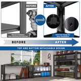 WOZBUD 76.6" H Heavy Duty Garage Shelving Unit, 60" W Adjustable Metal Storage Rack, 5-Tier Metal Shelves, 24" D Industrial Shelving for Garage, Basement, Workshop, Heavy Duty Storage Shelf.1Pack WOZBUD