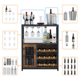 GAOMON Wine Bar Cabinet with Removable Wine Racks and 1 Drawer,Bar Cabinet with Glass Holder and Mesh Door for Liquor and Glasses (Rustic Brown) GAOMON