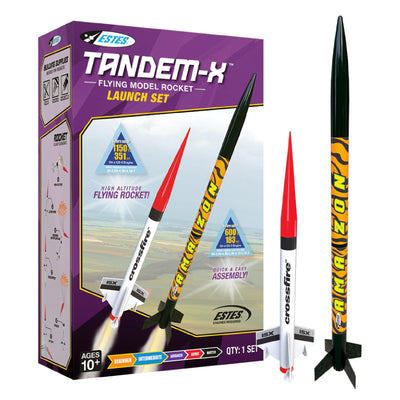 Estes 1469 Tandem X Rocket Launch Set, Prebuilt Beginner Flying-Rocket-Model Set for Ages 10+, Includes Launch Pad System