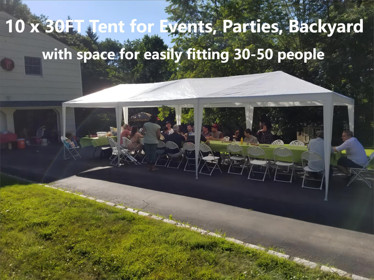 SEALAMB 10x30 FT Party Tent Without Sidewalls, Large Tents for Parties Outdoor Patio Party Tent Wedding Tents with Ropes and Ground Stakes for Backyard and Garden SEALAMB