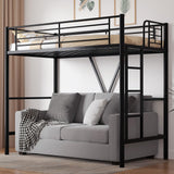 VECELO Twin Size Loft Bed with Full-Length Guardrails and Removable Ladder, Heavy-Duty Metal Frame, Space-Saving Design & Noise-Free, Black VECELO