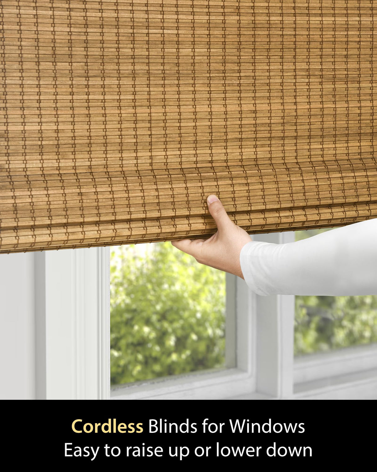 UNISHADES Cordless Bamboo Roman Shades for Windows, Size (28" W × 64" H) Colour (Eastfield Teak) UNISHADES