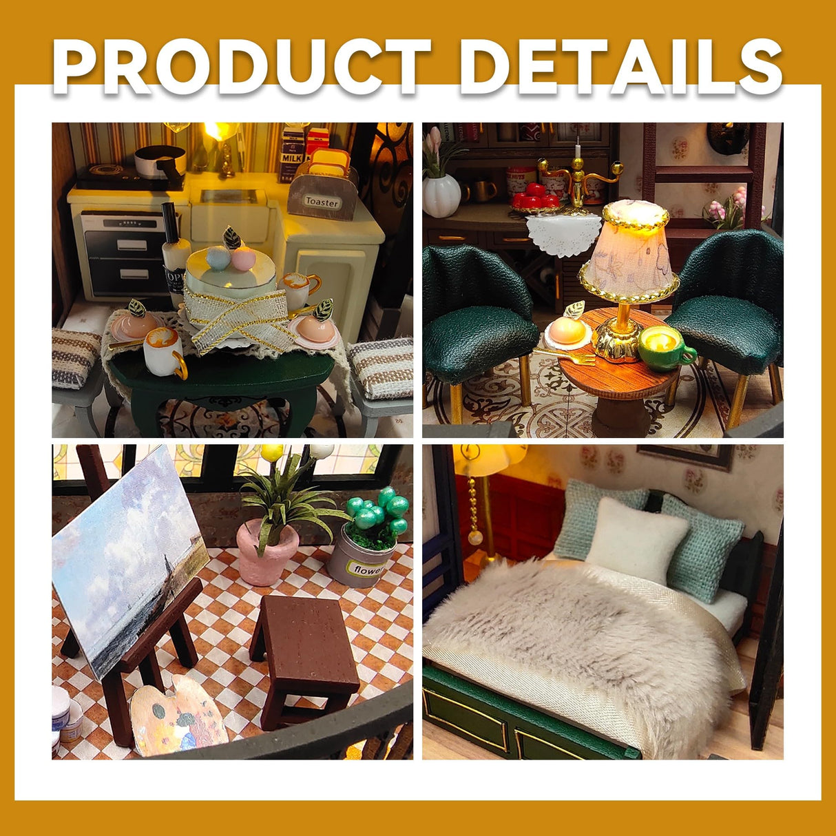 Flever DIY Miniature House Kit, Tiny Home Kit with LED Light, Mini House Build Craft Kits for Adults and Teens, Home Decor Creative Gift for Family/Friends (Dream Building Pavilion) Flever