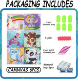 6 Pack 5D Cow Diamond Painting Kits for Kids Beginners,Cute Animals DIY Diamond Art Kit for Kids,Full Round Drill Big Gem Art for Kid,Home Wall Decoration 6X6 inch Acelii