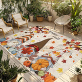 Thanksgiving Gnome Outdoor Rug 6x9ft Dwarf Fall Maple Leaves Pumpkin Retro Letter Waterproof Patio Rugs Lightweight Foldable Outside Large Area Rug Carpet for Porch Deck Balcony Backyard Camper Lkicikik