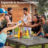 PATIOHIT Modern Aluminum Outdoor Dining Table - Expandable Patio Glass Dining Table for 6-8, Extendable Aluminum Patio Extender Table 35" to 70" for Backyard, Porch, Deck, Garden, Tempered Glass Gray PATIOHIT