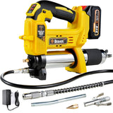 Grease Gun Battery Powered, 12,000 PSI Electric Grease Gun Cordless 21V, 40” High Pressure Long Hose W/Quick Release Coupler Rechargeable Battery Pack Included Bravex